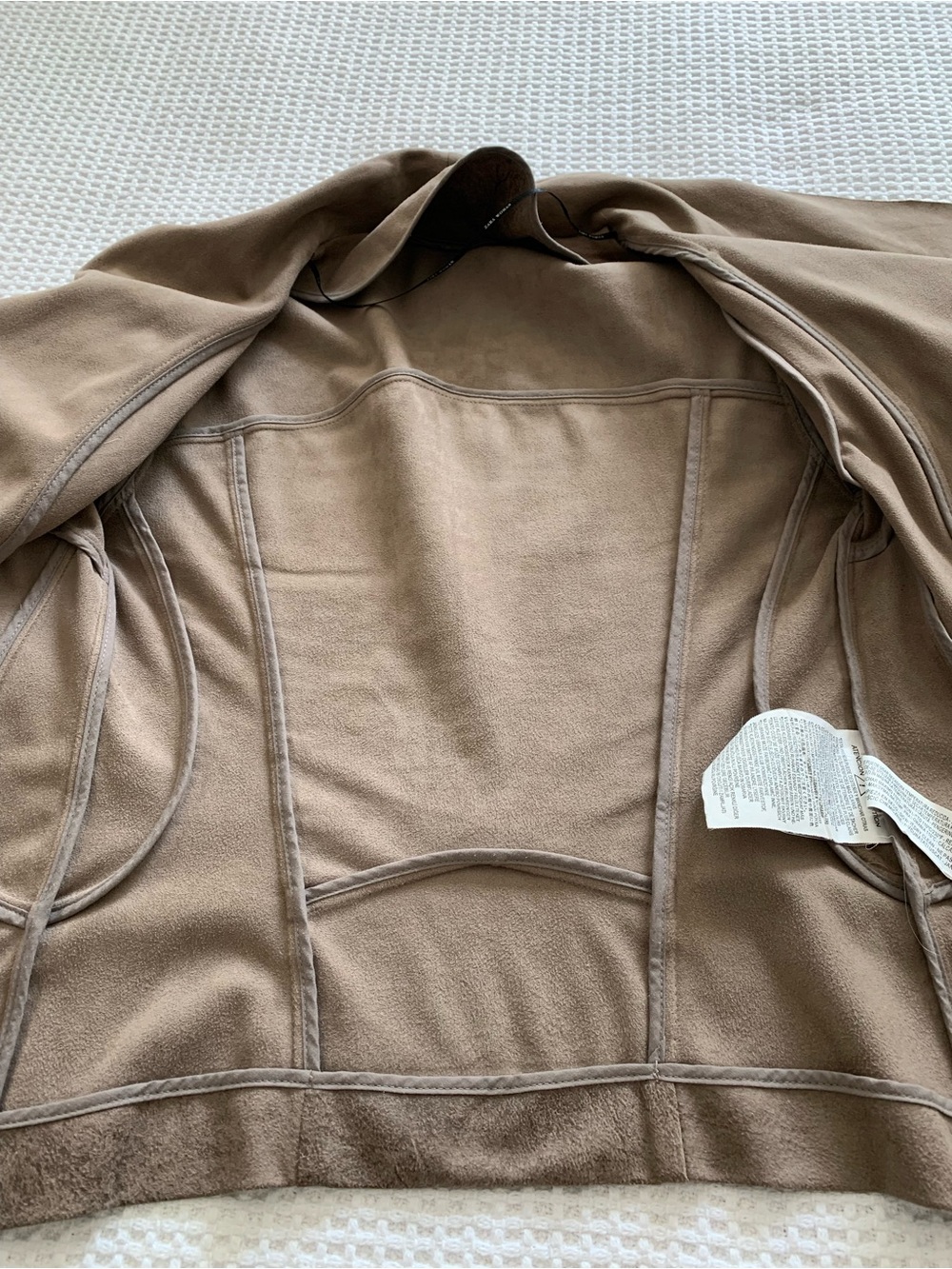 Zara Woman Moto Jacket Tan Suede Like Material Size Small - Picture 7 of 14